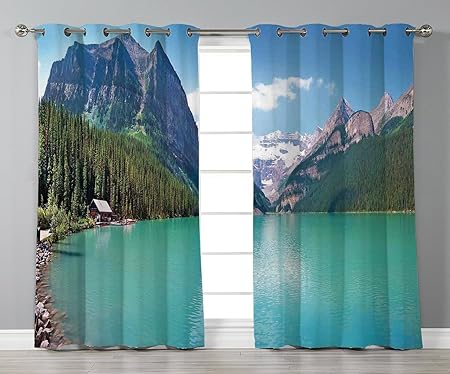 Oobon Stylish Window Curtains Lake House Decor Mountain And Lake