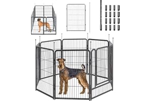 mestyl Dog Playpen, 40" Height 8 Panels Outdoor Pet Play Pen, Big Dog Exercise Play Pen for Large/Medium/Small Dogs, Foldable Puppy Pen for Indoor, Camping, RV, Anti-Rust Paint Finish, Quick Install