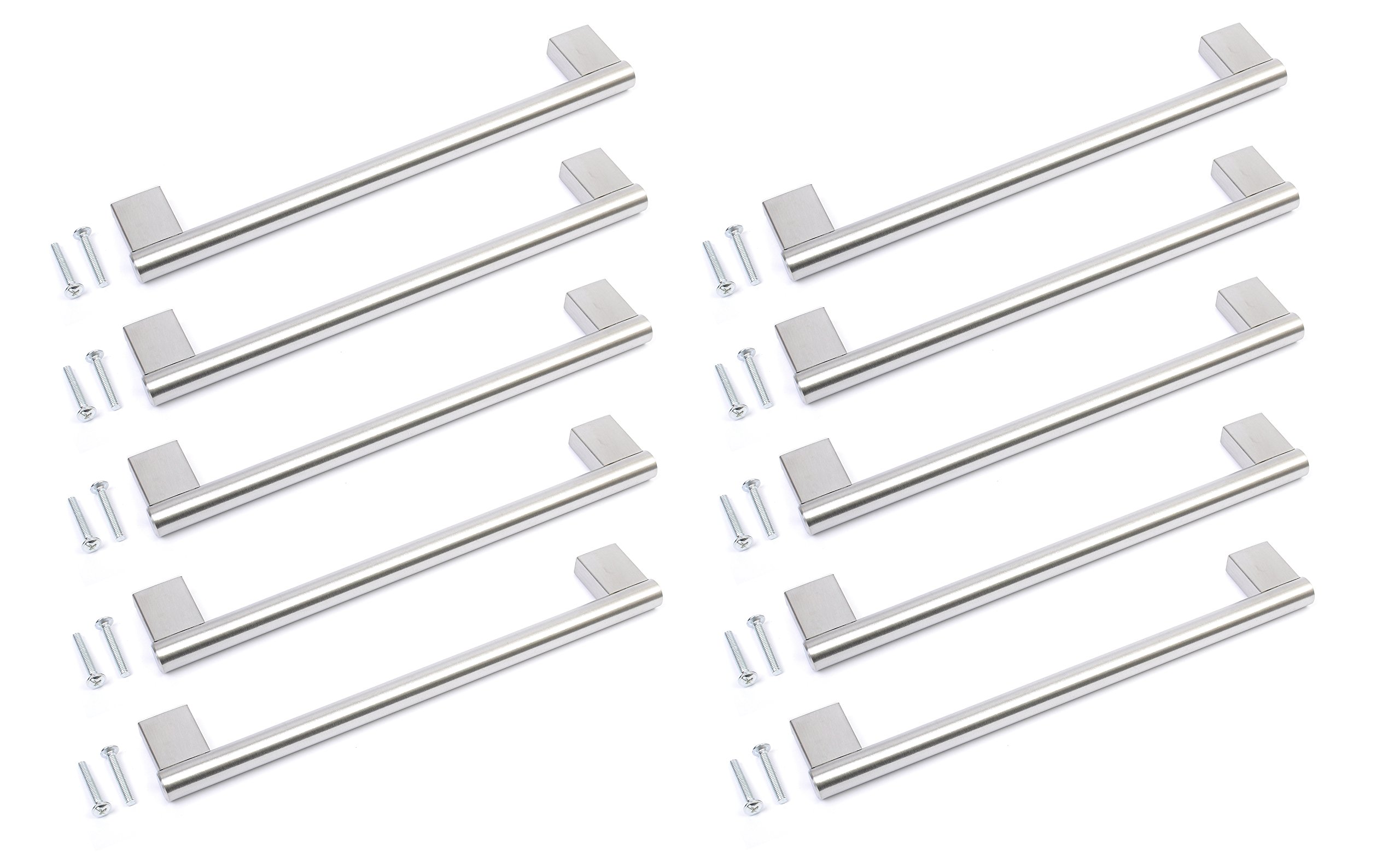 BSM Marketing Kitchen Cupboard Cabinet Keyhole Boss Bar Door Handle Knob Brushed Stainless Steel (10, 128mm)