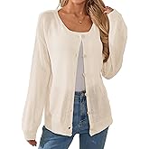 Libsorge Womens Lightweight Button Down Cardigan Sweater Fall 2025 Thin Sheer Knit Crew Neck Long Sleeve Pullover Sweaters