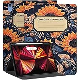 Rotating Case for iPad (A16) 11th/10th Generation 10.9'' inch 2025/2022, 360 Degree Rotating Protective Stand Cover with Pencil Holder - Auto Wake/Sleep, Composition Notebook Sunflower