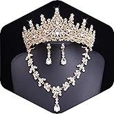 Feltent Tiaras and Crowns Jewelry Set for Women Tiaras Earrings and Necklace for Wedding Rhinestone Crystal Bridal Jewelry Sets for Costume Birthday Party Prom Gifts