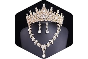 Feltent Tiaras and Crowns Jewelry Set for Women Tiaras Earrings and Necklace for Wedding Rhinestone Crystal Bridal Jewelry Sets for Costume Birthday Party Prom Gifts