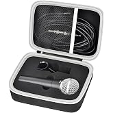 casmilee Microphone Case for Shure SM58/SM57/SM58S/BETA 58A/PGA58/PGA48 | Removable Foam Cradle, Mesh Pocket for XLR Cable, A25D Adapter and Small Accessories, Carry Handle, Black, Box Only