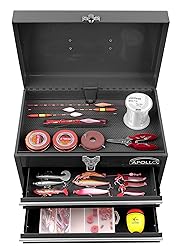 Apollo Tools 14 Inch Steel Tool Box with Deep Top