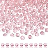 ZHIYUXI 400pcs Pink Beads for Jewelry Making for Bracelets Pink Glass Beads Rose Quartz Beads Gemstone for Arts and Crafts Hole Drilled DIY Necklace