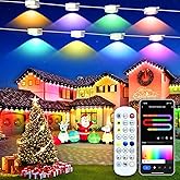 Smart Permanent Outdoor Lights for House, 150ft with 72 RGB+IC Permanent Outdoor Lights, P67 Waterproof with DIY Scene for Halloween Christmas Decor, Remote Control, Work with Alexa, Google Assistant