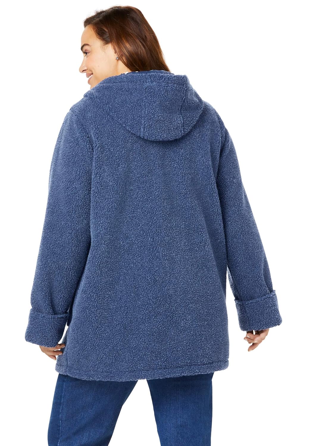 Woman Within Womens Plus Size Hooded Berber Fleece Jacket