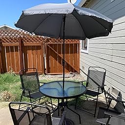 Amazon Com Flash Furniture Nantucket 6 Piece Black Patio Garden Set With Table Umbrella And 4 Folding Chairs Furniture Decor