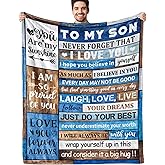 Gifts for Son Blanket 60"X 50" Son Birthday Gifts from Mom Dad, to My Son Gifts Fleece Soft Throw Blankets, Gifts Ideas for Adult Son Wedding Graduation (Blue, 50 x 60 Inch)