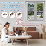 AMLOOPH Magnetic Window Screen 120x130cm Fiberglass Gray Mesh White PVC view 2