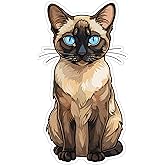 Siamese Cat Sticker 4 Inch Siamese Lover Blue Point Talkative Cat - Waterproof Animal Vinyl Decal for Laptop Water Bottle Car Tumbler - Durable Aesthetic Long-Lasting Stickers for Adults ID44990
