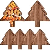 Ziliny 6 Pcs Christmas Appetizer Platter 12 Inch Christmas Cutting Board Acacia Serving Trays Wood Charcuterie Board Tray Snack Dessert Candy Dish Plate for Kitchen Gifts(Christmas Tree)