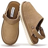 Project Cloud Kids Clogs Genuine Leather with Back Strap - Memory Foam & Lightweight Slip-on Boys and Girls Sandals with Adjustable Straps - Non-Slip Clogs for Kids Sandals (Little Goldstar)
