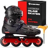 FlyingEagle F4 Raven Inline Skates, Urban Rollerskates for Men and Women | CNC Aluminium Frame, 85A Wheels, ABEC-7 Bearings, Vented Hard Shell, Removable Liner