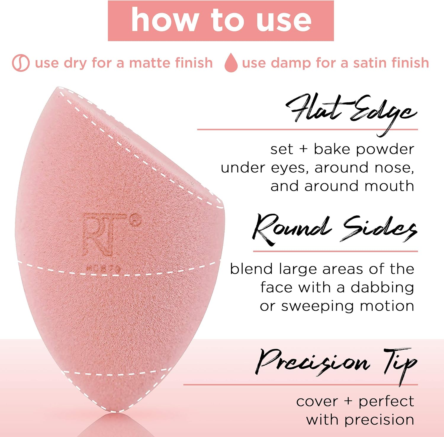 Real Techniques Miracle Powder Sponge for Blending Setting & Blurring with Velvet Finish, Use Dry or Damp - Image 4