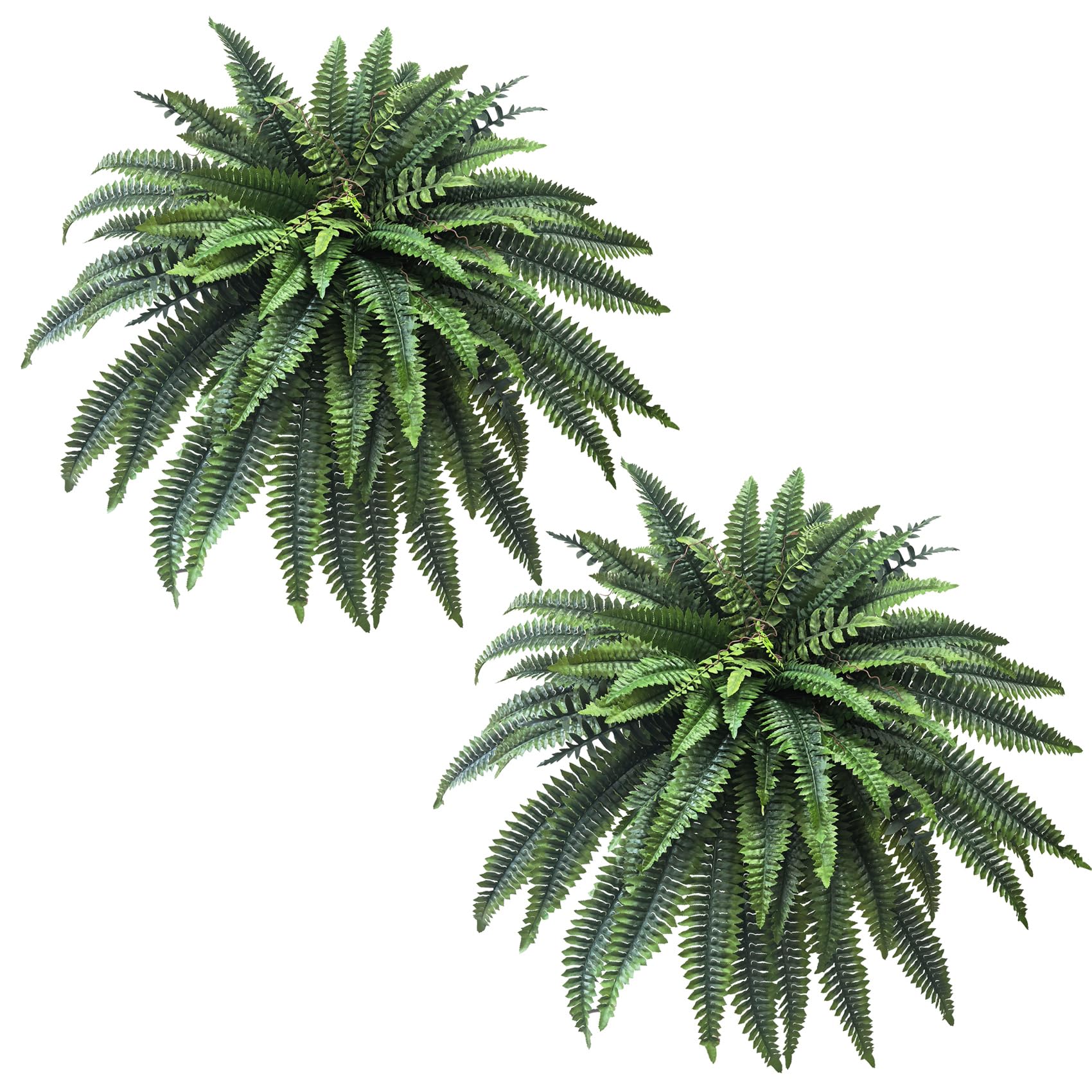 Senjie Artificial Boston Fern 2 Set Large 88 Branches Fake Ferns for Outdoors 48Inch Faux Plant for Home Living Room Office Decor
