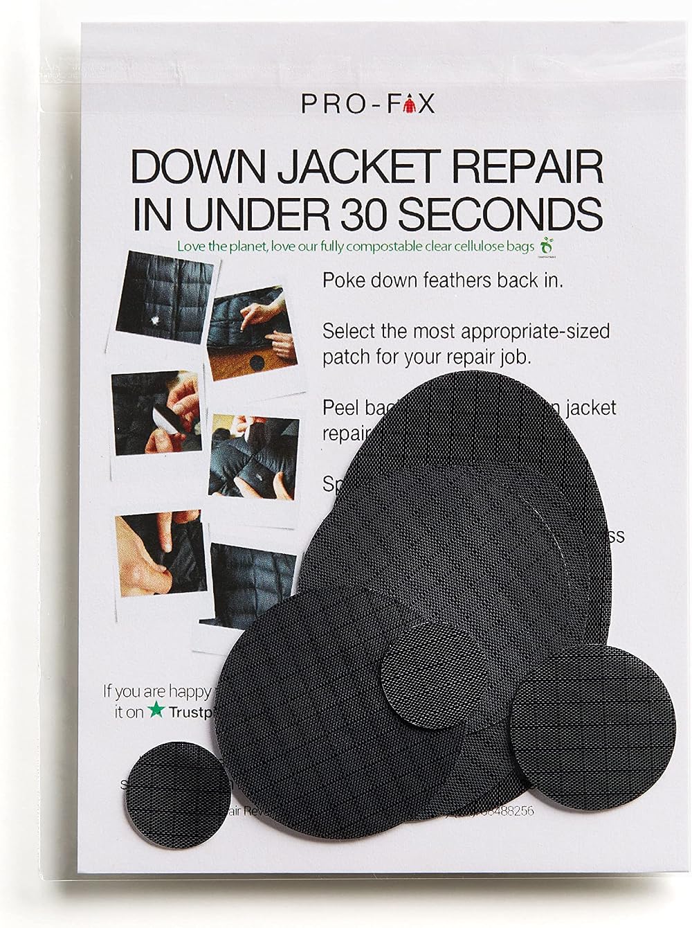 DJR PRO-FIX Ripstop Repair Patch Kit Waterproof Self-Adhesive 7 pcs Black