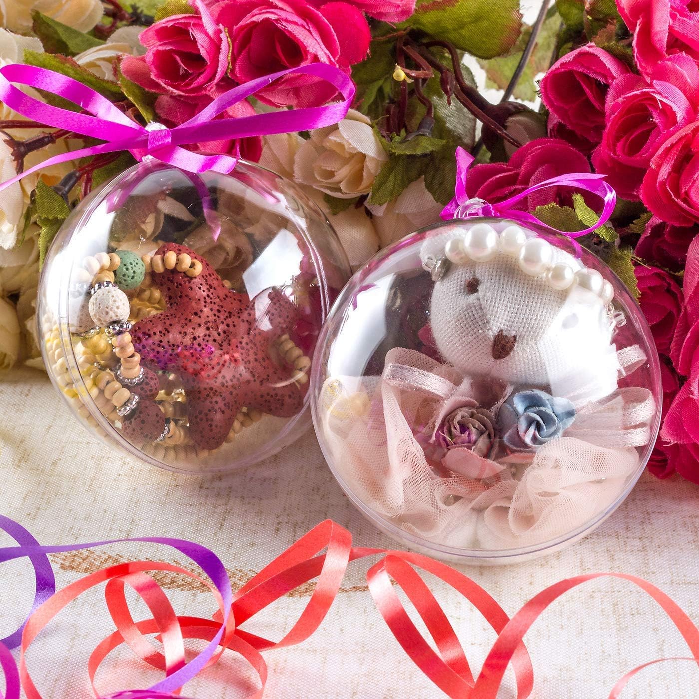 salare 10pcs Clear Fillable Ornaments Ball 80mm Plastic Craft Ornaments for Christmas Tree Decor