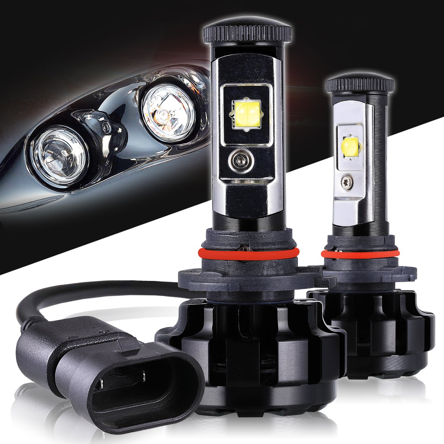 LED Headlight Bulbs 9005/HB3 (CREE Chips All-in-One Conversion Kit, 9600 Lumen (6000K Cool White) Anti-flicker Beam, HID or Halogen Head light Replacement by Max5