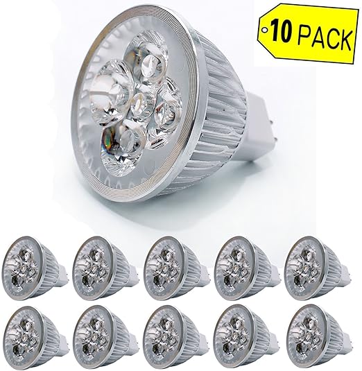 Bulb King 10Pack M16 Led Bulb GU5.3, 12V, 4W 100 Aluminum Reflector