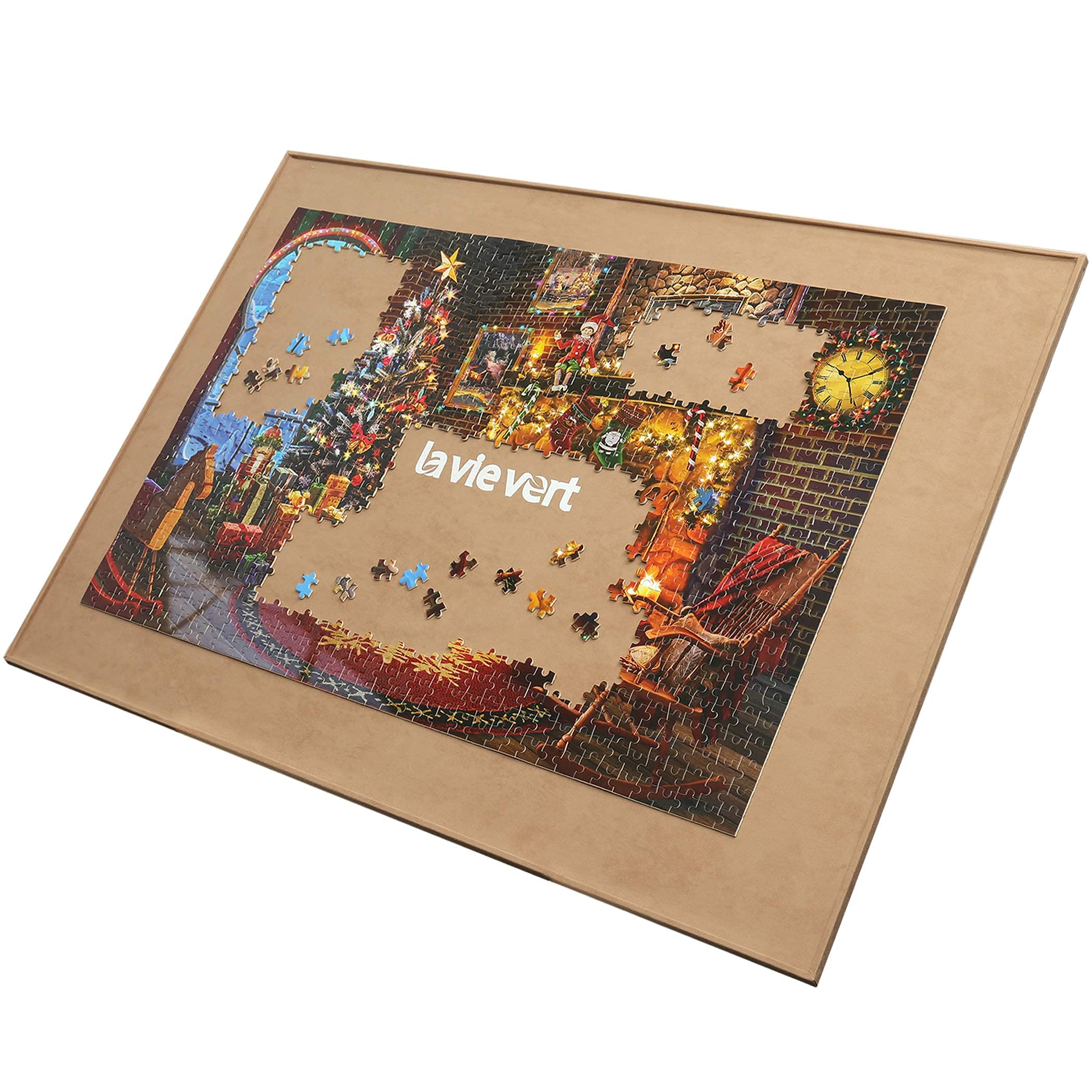 Lavievert Wooden Jigsaw Puzzle Board, Lightweight & Portable Puzzle Plateau Storage Saver with Non-Slip Surface for Games Up to 1500 Pieces - Khaki