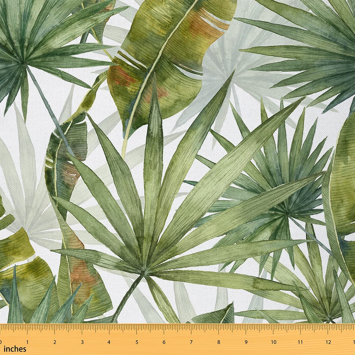 Green Leaves Fabric by The Yard Watercolor Tropical Palm Leaf Botanical Fabric for Girls Boys Kids Upholstery and Home DIY Projects Farmhouse Style Rustic Plant Fabric for Sewing Hobby,1 Yard