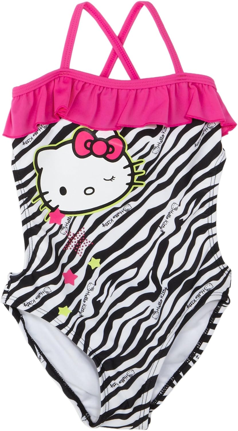 Amazon Hello Kitty Little Girls 1 Piece Cross Back Swimsuit With 