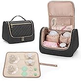 Luxja Wearable Breast Pump Bag (with a Waterproof Mat) Compatible with Momcozy and Elvie Breast Pump, Carrying Case for Wearable Breast Pump and Extra Parts (Patent Pending), Black