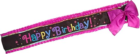 Amazon Com Amscan Happy Birthday Deluxe Sash 30 X 5 Black Purple Kitchen Dining