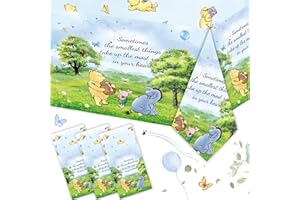 B4B3E 3PCS Blue Winnie Tablecloth Baby Shower Decorations Bear Table Cover Watercolor Plastic Disposable Thickened Tablecloth Oh Baby Gender Reveal Birthday Party Supplies for Kids Boys Girls - 54x108IN
