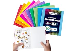 Hygloss Blank Books - Bulk 10 Pack – 4.25" x 5.5" A6 Assorted Colors – Paperback Blank Books for Kids to Write Stories, Doodle Art – Plain Drawing Sketchbook, Unlined Journal, Notebook Without Lines