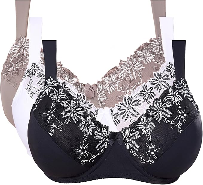 Curve Muse Plus Size Minimizer Underwire Unlined Bras with Embroidery