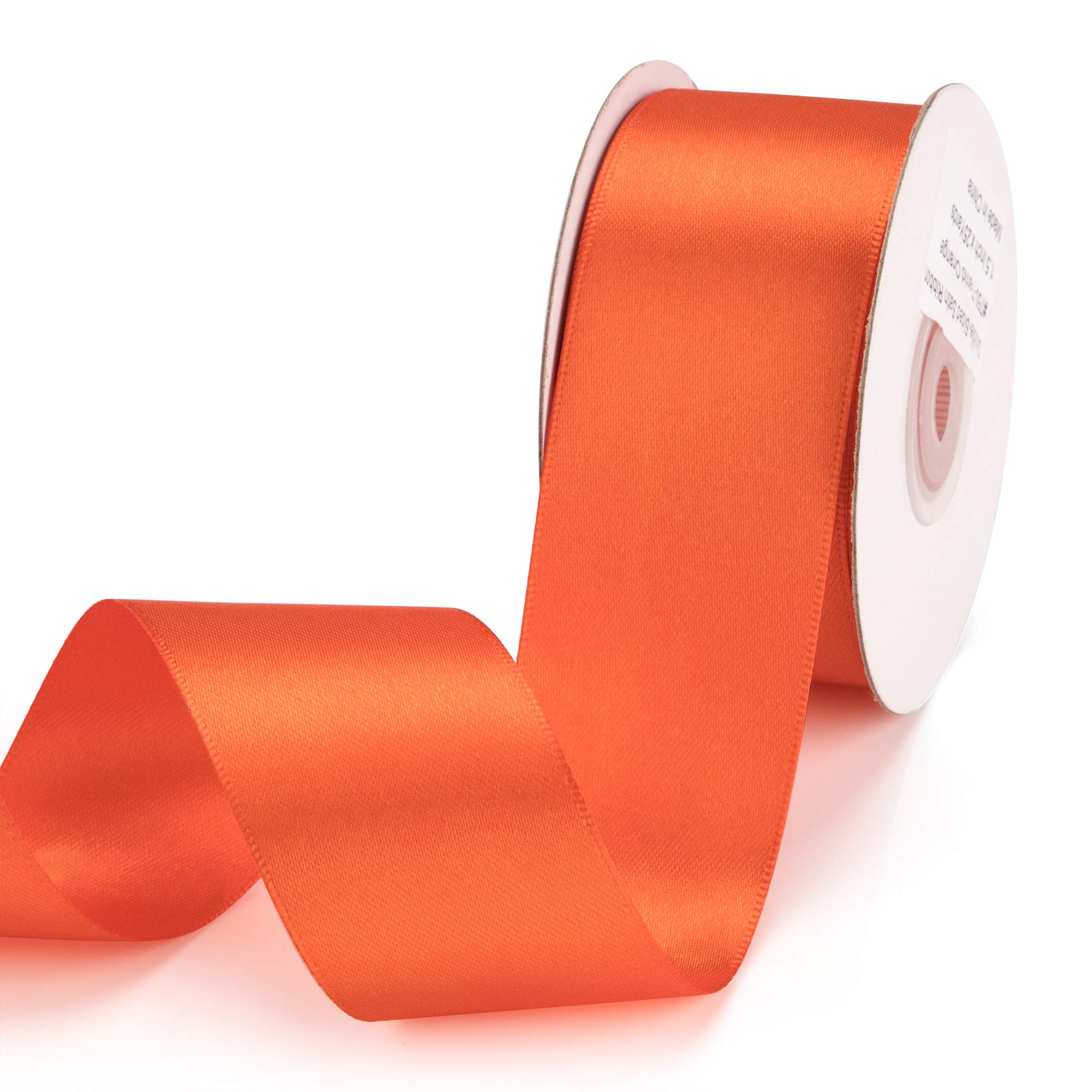 IHKFILAN Satin Ribbon in Tarrid Orange (38 mm x 22.86 m) - Matt Shiny Gift Elegant Ribbon for Decorating, Crafts, Wrapping Special Gifts, Weddings, Christenings