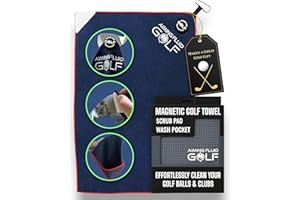 Aiming Fluid Golf Magnetic Towel Club Glove Gear - Microfiber Rag with Magnet for Golfcart Bags for Men and Women Golfers AccessoriesBlue, 16" x 24" Stubby
