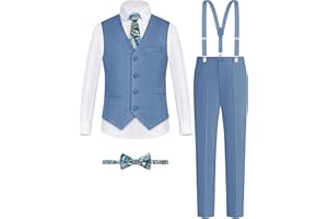 ELPA ELPA BORN FOR ALL WONDERFUL THINGS ELPA ELPA Boys' Formal Suit Set, with Suspenders, Adjustable Waist, from Toddlers to Teen