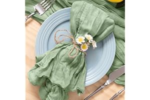 MLMC Rustic Cheesecloth Napkins Set of 10 Sage Green Gauze Cheese Cloth Napkins 21"x21" Wrinkled Table Napkins in Bulk for Daily Use Baby Shower Events Decor