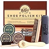 Awaydol 10 PCS Shoe Care Kit - Horsehair Brushes, Black Brown Polish Cream,Mink Oil Conditioner for Shoes,Polishing Cloth, Leather Boots Shine Care Kit Gift for Men Cowboy Husband Dad 