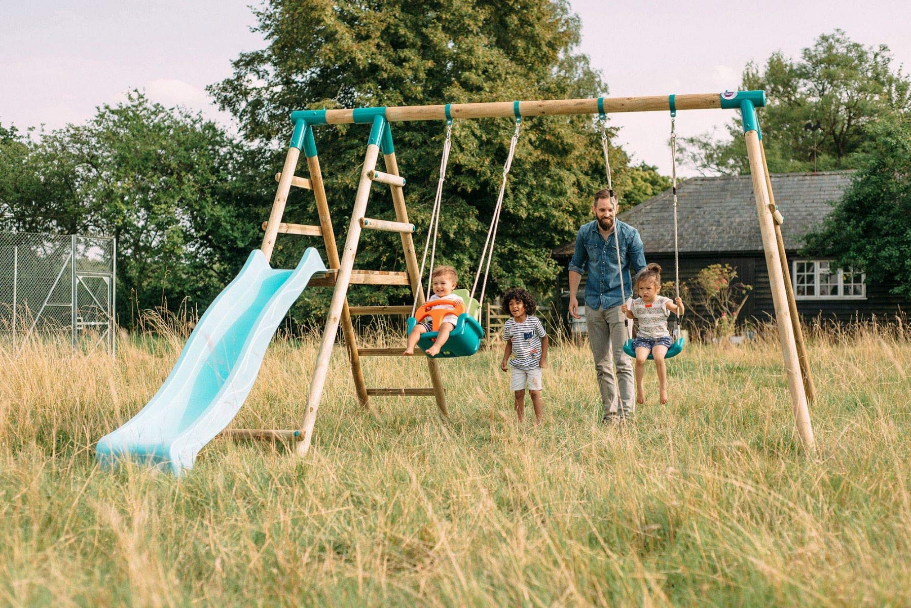 plum double swing and slide set