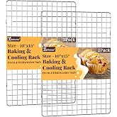 2 PCS Grid Wire Baking Cooling Racks, 10" x 15", Silver | Baking Rack, For Oven Cooking, Baking, Grilling, Roasting, Dishwash