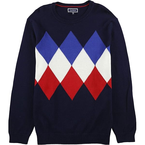 Club Room Mens Exploded Argly Pullover Sweater, Blue, Large at
