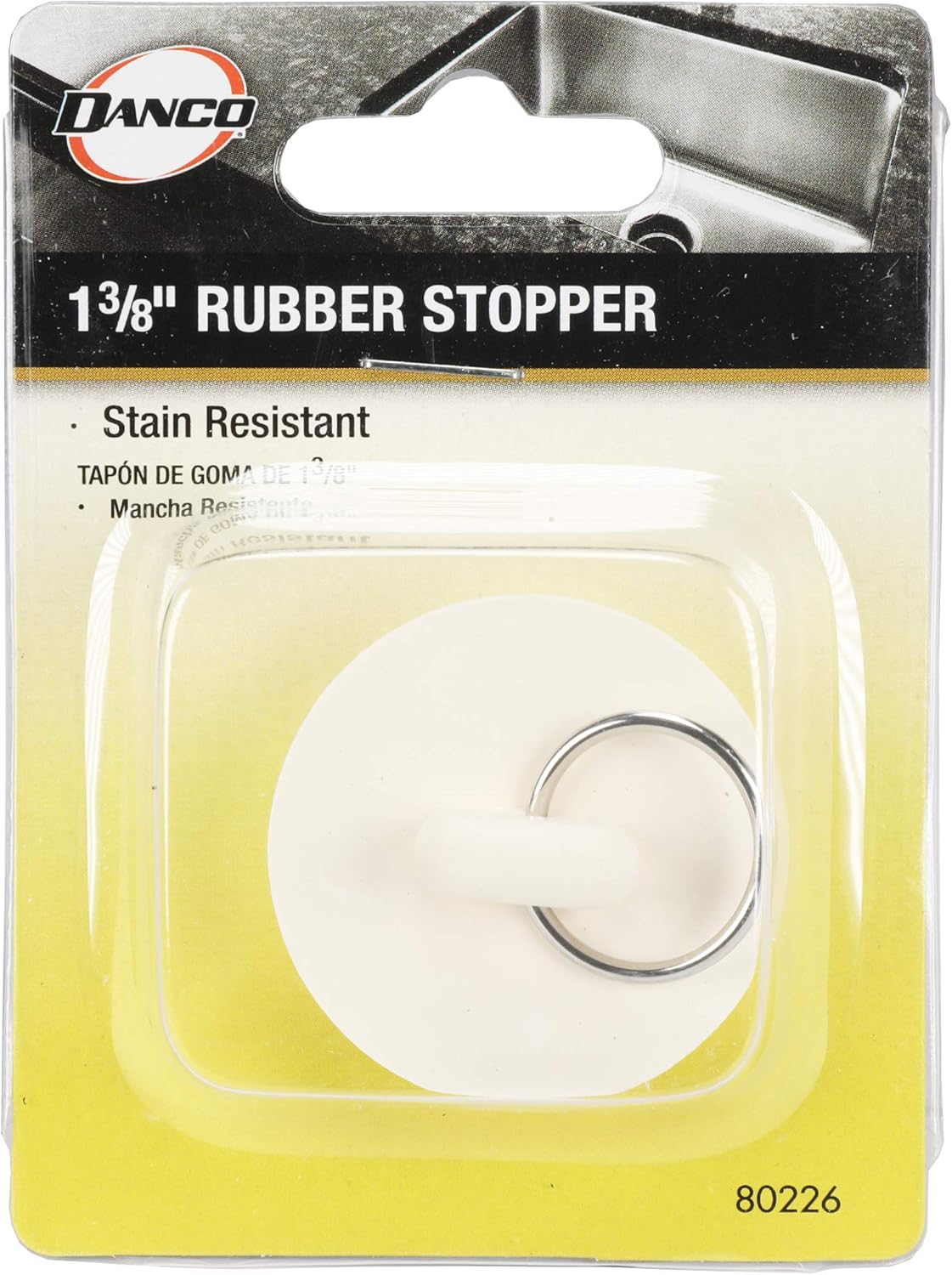 Danco 1-3/4-Inch Rubber Drain Stopper, White, Carded, 88272 - - 