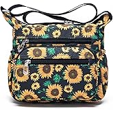 Nawoshow Nylon Floral Multi-Pocket Crossbody Purse Bags for Women Travel Shoulder Bag