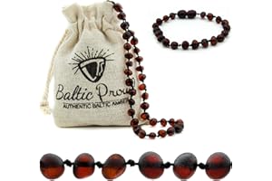 Baltic Proud Amber Necklace and Bracelet Gift Set (Unisex Cherry Raw 12.5 Inches/5.5 Inches) - Certified Premium Quality Raw Baltic Sea Amber