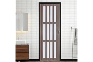 CCBOYSHARDWARE 32X80in PVC Accordion Door,Interior Folding Doors for Close Includes Hardware and Lock,Brown