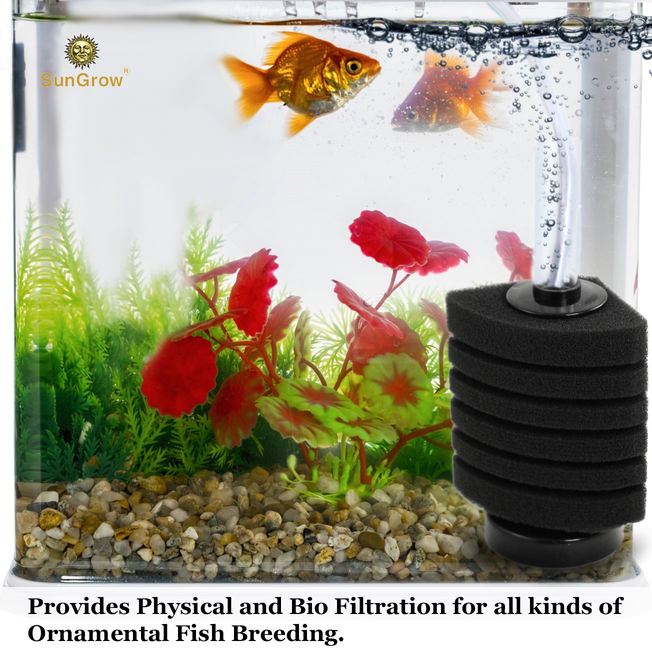 6-Layer Betta Corner Filter by SunGrow: Provides Biological and Chemical Filtration: Promotes Colonization of Nitrifying Bacteria: Color Black