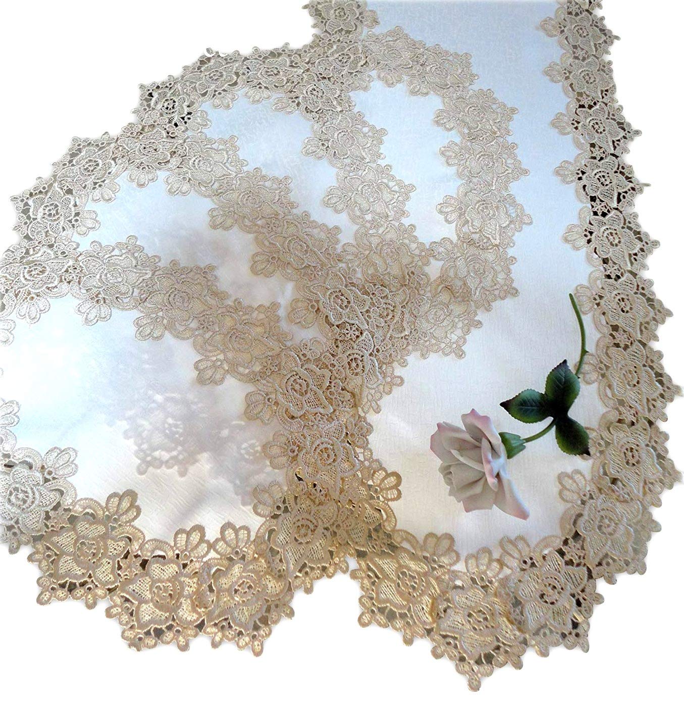 Best Galleria Di Giovanni White Flower Table Runner