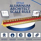 Stylo Aluminum Architect Scale 30cm Triangle Drafting Ruler Yellow Metric view 3