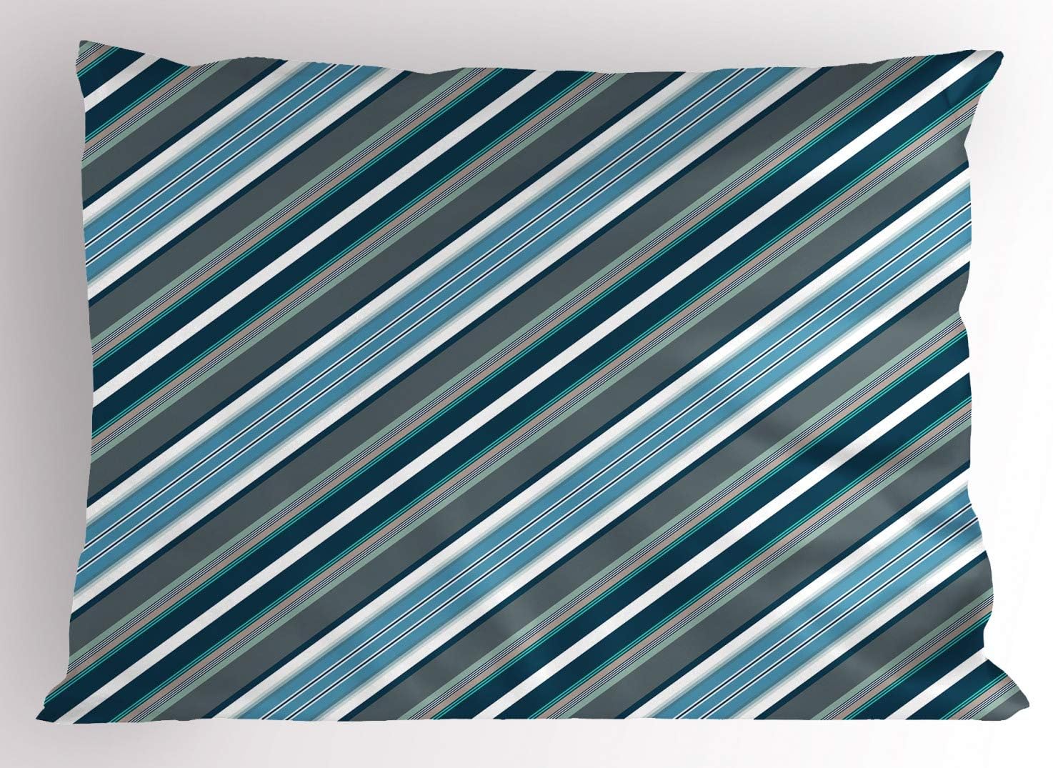 ABAKUHAUS Gestreift Kissenbezug, Graue und Blaue Diagonale, Dekorativer