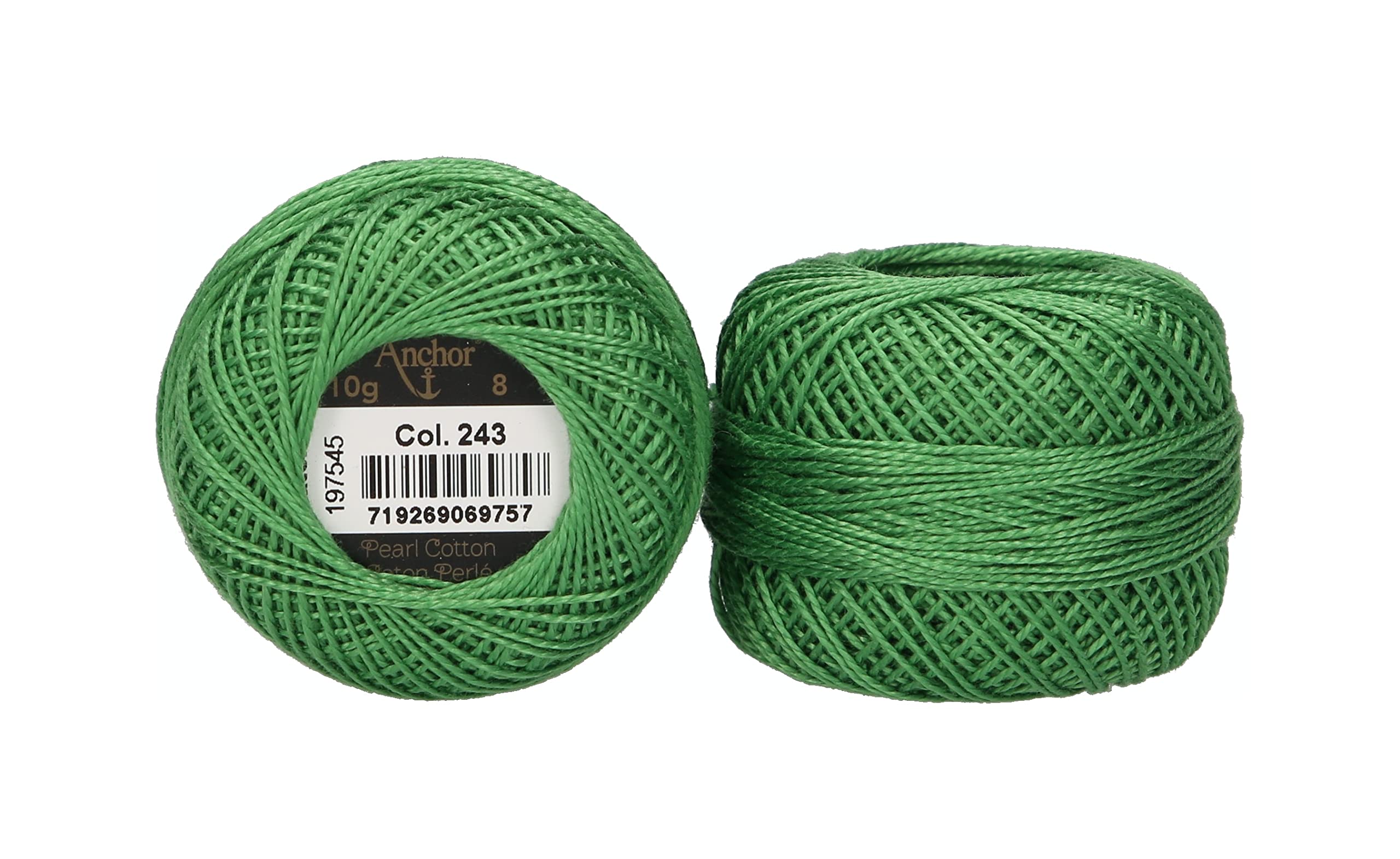 ANCHOR Pearl Yarn, Thickness: 8, Packaging: 10G, Running Length: 82M heckengrün Embroidery Threads